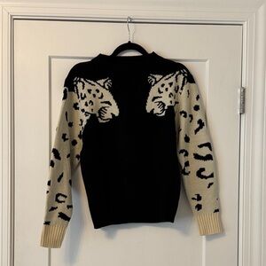 Leopard Print Black and Cream Sweater